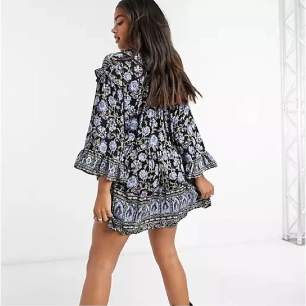 Free People Black Moonlight Dance Tunic with 3/4 Bell Sleeves